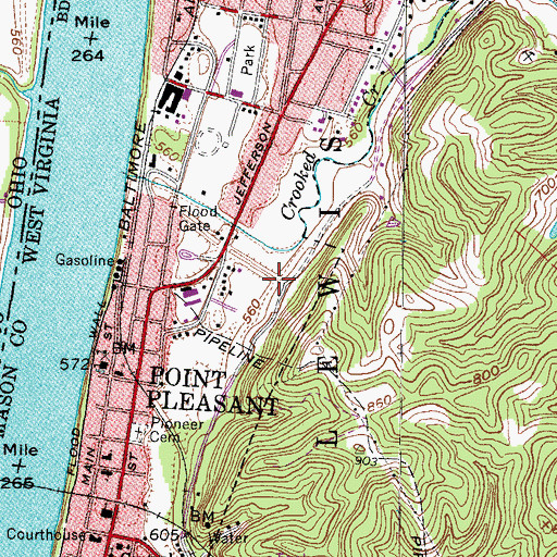 Topographic Map of City of Point Pleasant, WV