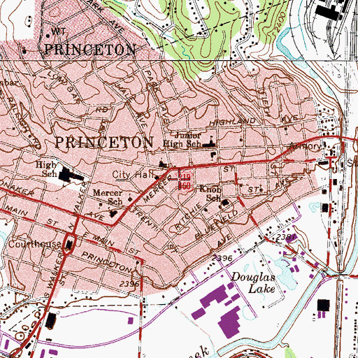 Topographic Map of City of Princeton, WV