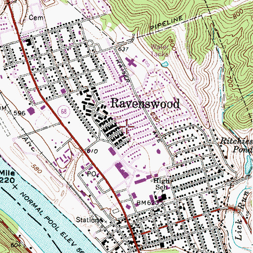 Topographic Map of City of Ravenswood, WV