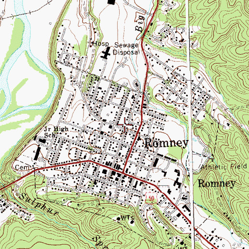 Topographic Map of City of Romney, WV