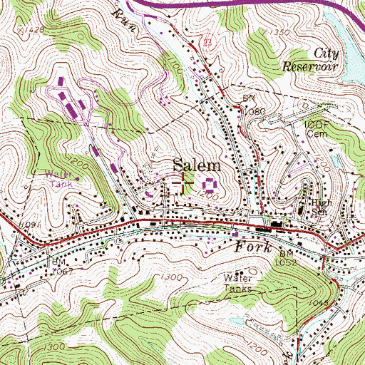 Topographic Map of City of Salem, WV