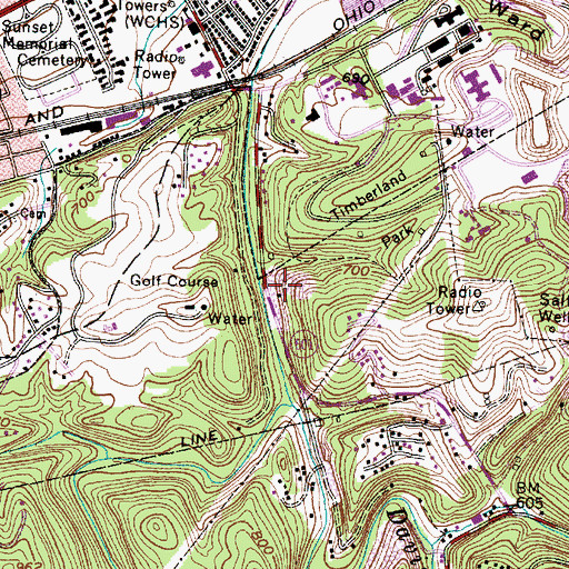 Topographic Map of City of South Charleston, WV