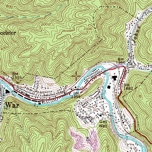 Topographic Map of City of War, WV