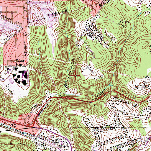 Topographic Map of City of Weirton, WV