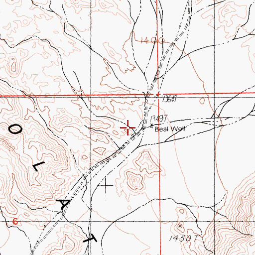 Topographic Map of Beal Well, CA