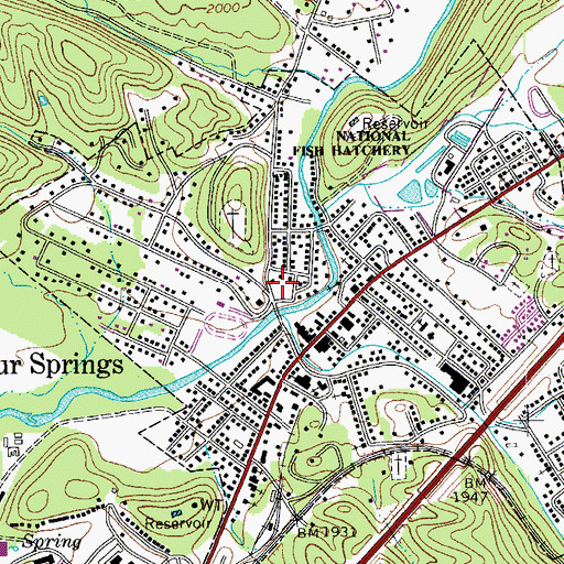 Topographic Map of City of White Sulphur Springs, WV