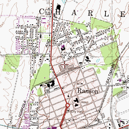 Topographic Map of Corporation of Ranson, WV