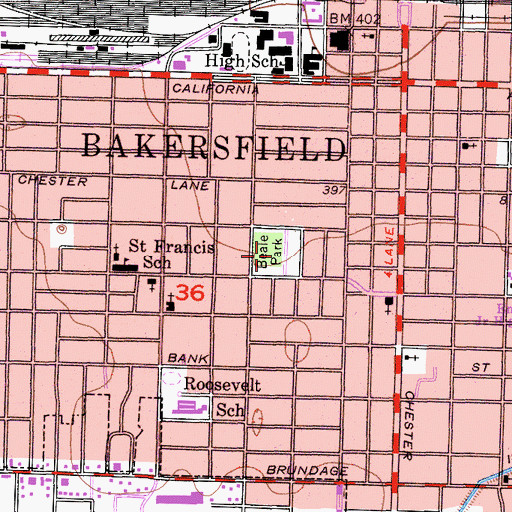 Topographic Map of Beale Park, CA