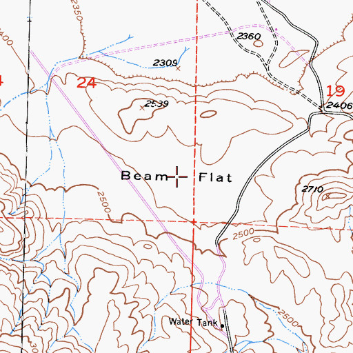 Topographic Map of Beam Flat, CA