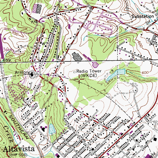 Topographic Map of Town of Altavista, VA