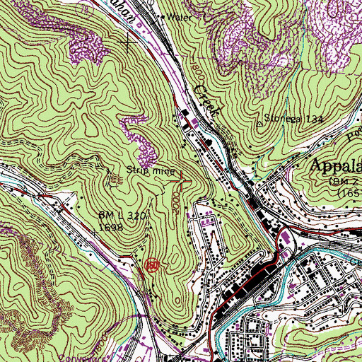 Topographic Map of Town of Appalachia, VA