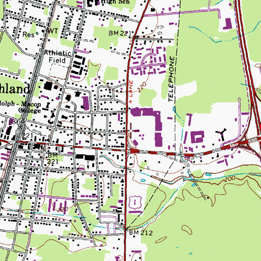 Topographic Map of Town of Ashland, VA