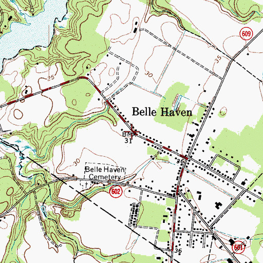 Topographic Map of Town of Belle Haven, VA