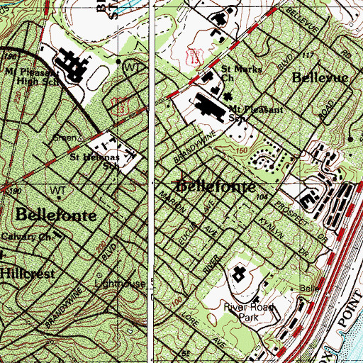 Topographic Map of Town of Bellefonte, DE