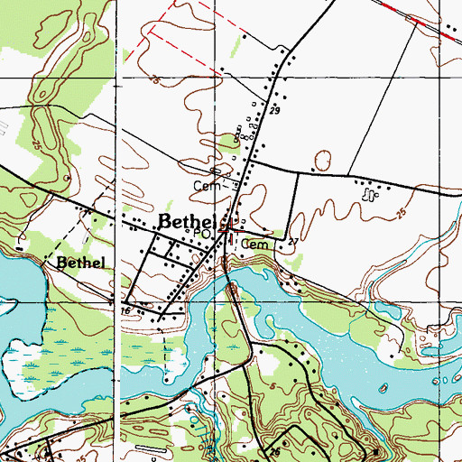 Topographic Map of Town of Bethel, DE