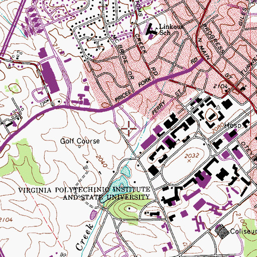 Topographic Map of Town of Blacksburg, VA