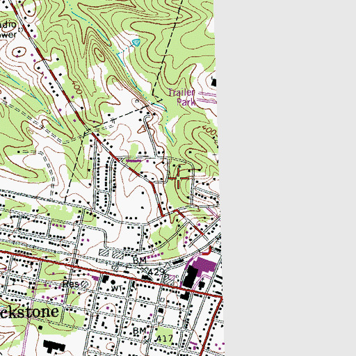 Topographic Map of Town of Blackstone, VA