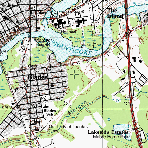 Topographic Map of Town of Blades, DE