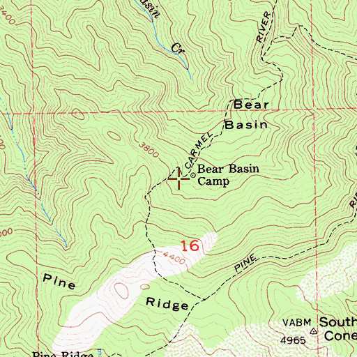 Topographic Map of Bear Basin Camp, CA