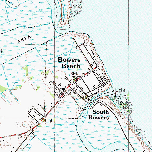 Topographic Map of Town of Bowers, DE