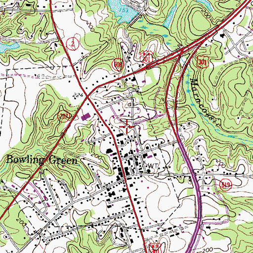 Topographic Map of Town of Bowling Green, VA