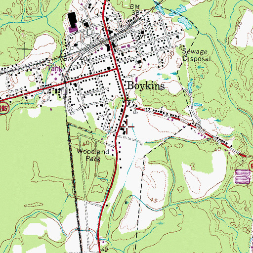 Topographic Map of Town of Boykins, VA