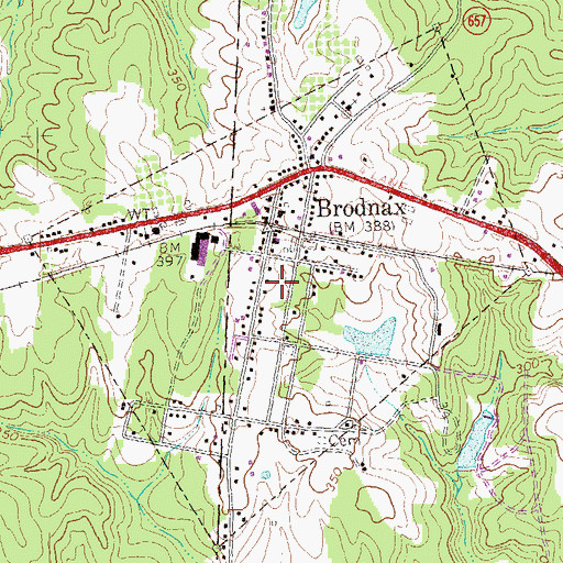 Topographic Map of Town of Brodnax, VA