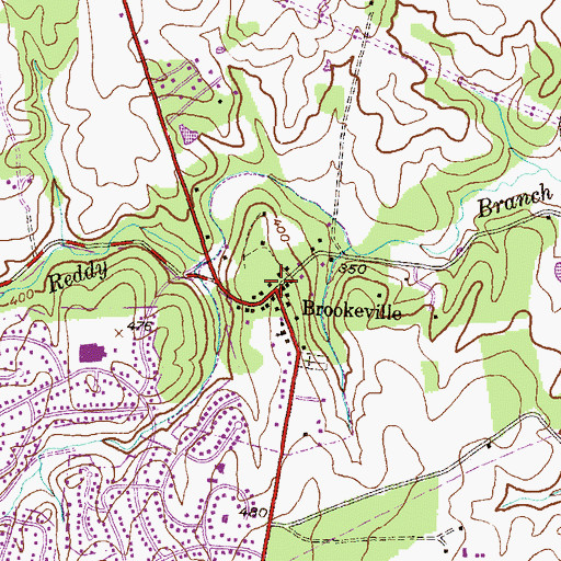 Topographic Map of Town of Brookeville, MD
