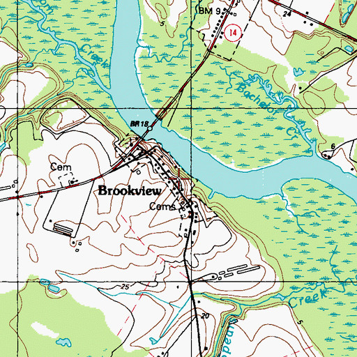 Topographic Map of Town of Brookview, MD