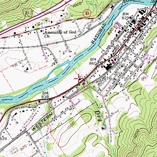 Topographic Map of Town of Buchanan, VA