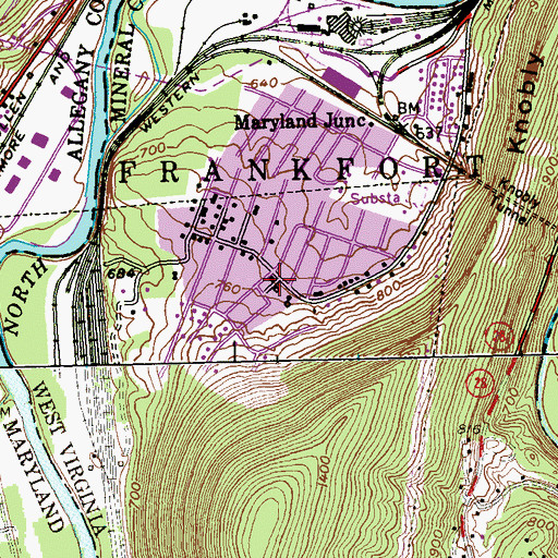 Topographic Map of Town of Carpendale, WV