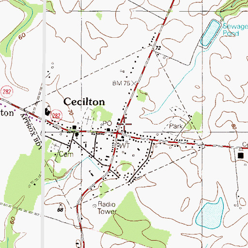 Topographic Map of Town of Cecilton, MD