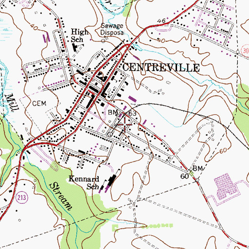 Topographic Map of Town of Centreville, MD