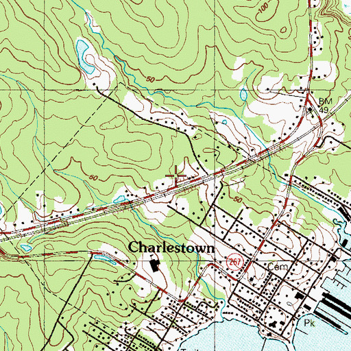 Topographic Map of Town of Charlestown, MD