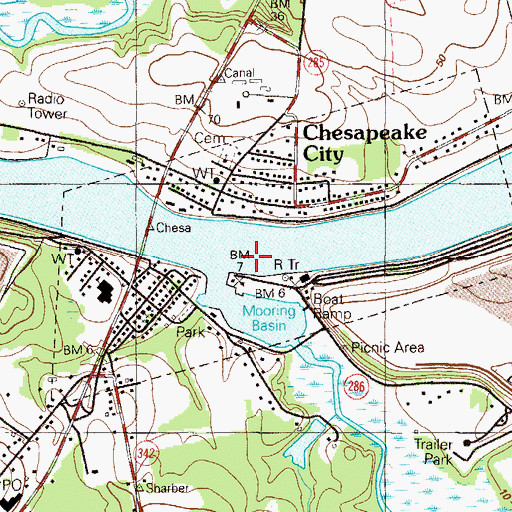 Topographic Map of Town of Chesapeake City, MD