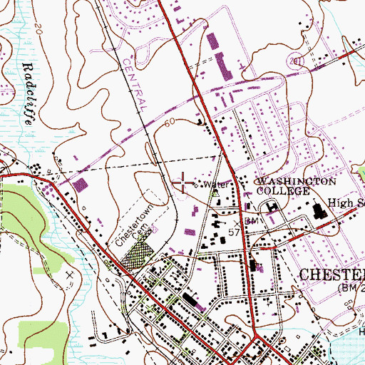 Topographic Map of Town of Chestertown, MD