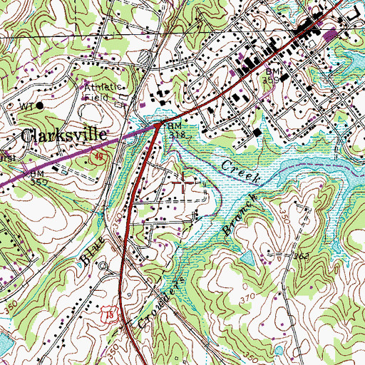 Topographic Map of Town of Clarksville, VA