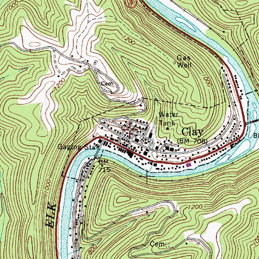 Topographic Map of Town of Clay, WV