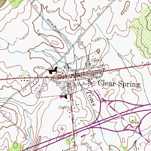 Topographic Map of Town of Clear Spring, MD
