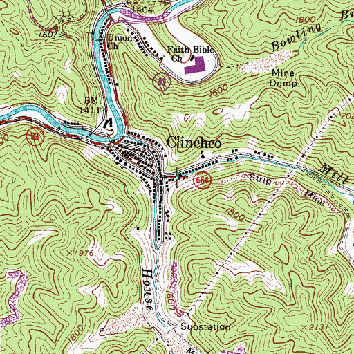Topographic Map of Town of Clinchco, VA