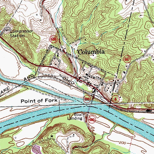 Topographic Map of Town of Columbia (historical), VA