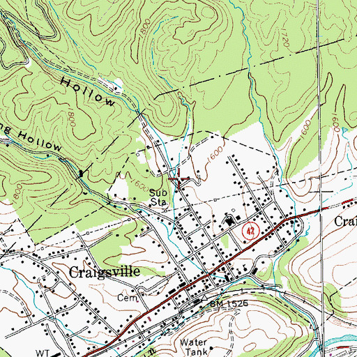 Topographic Map of Town of Craigsville, VA