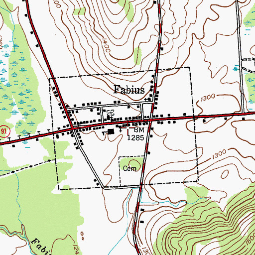 Topographic Map of Village of Fabius, NY