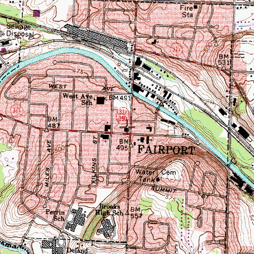 Topographic Map of Village of Fairport, NY