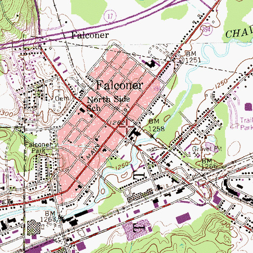 Topographic Map of Village of Falconer, NY