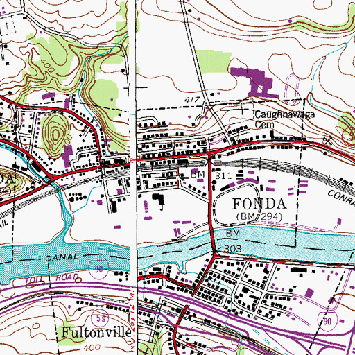 Topographic Map of Village of Fonda, NY
