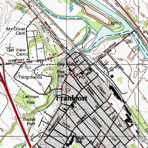 Topographic Map of Village of Frankfort, NY