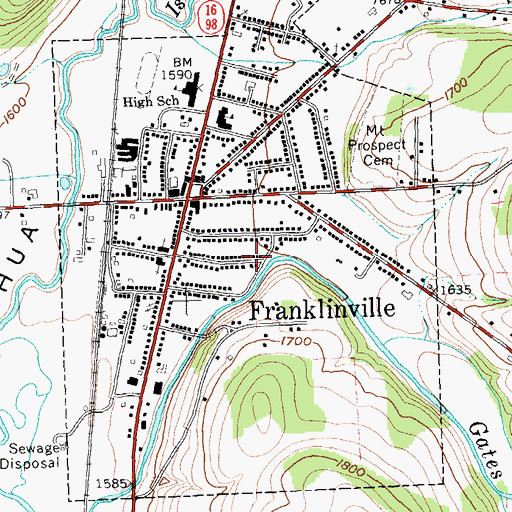 Topographic Map of Village of Franklinville, NY