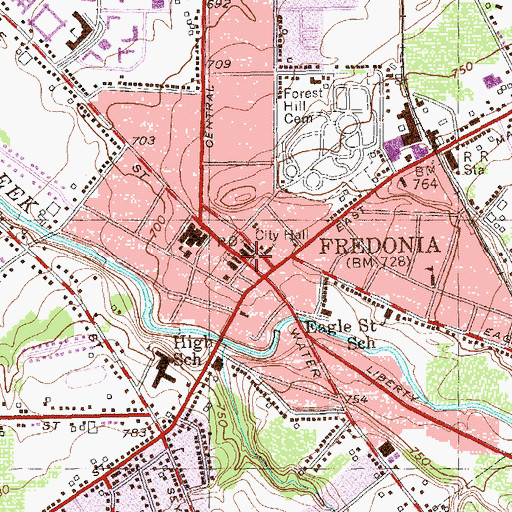 Topographic Map of Village of Fredonia, NY