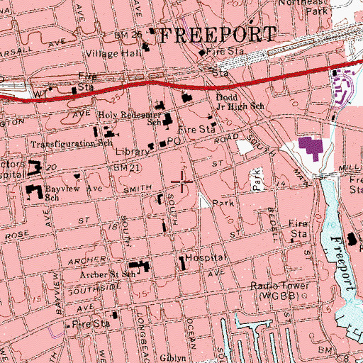Topographic Map of Village of Freeport, NY